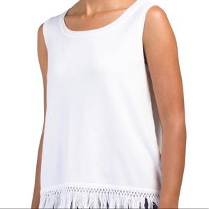 Sail to Sable Knit Fringe Tank White